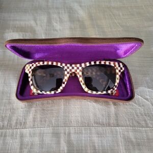 Checkered Sunglasses with Purple Case